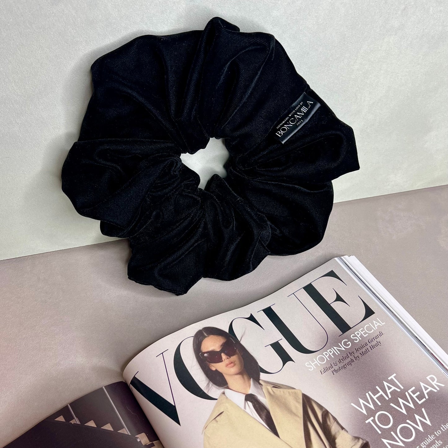 Elegant Velvet Hair Scrunchie Handmade-Luxury Hair Accessories-Fashion Accessories-Scrunchie-Velvet-Christmas-Black-Boncamila
