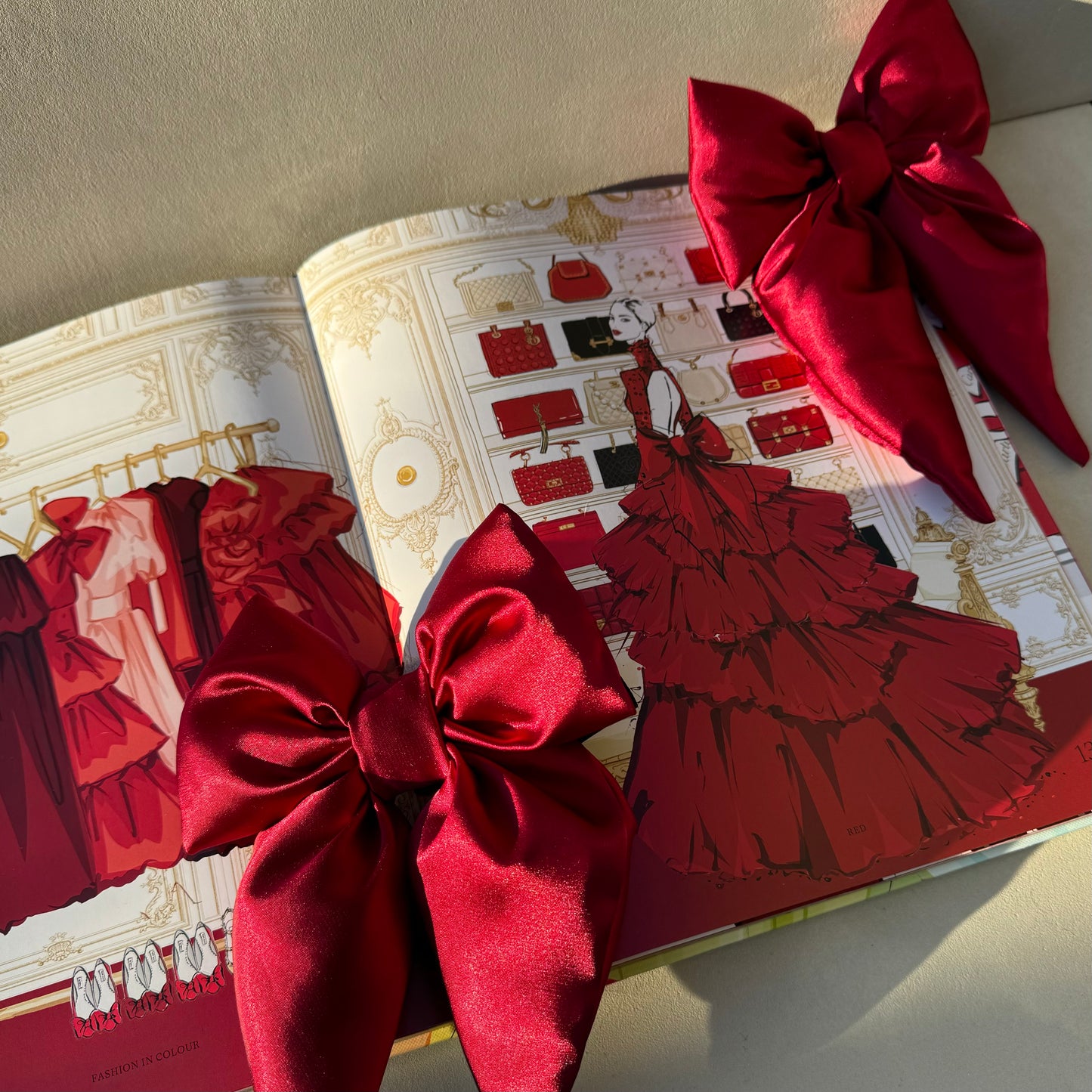 Luxury Plush Silk Hair Bow in Burgundy Handmade