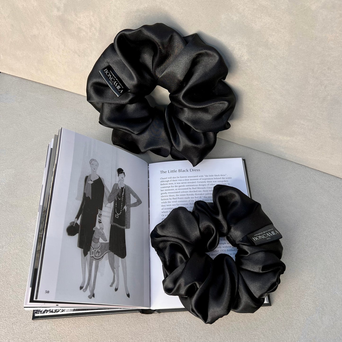 Luxury Silk Oversized Hair Scrunchie Handmade-Luxury Hair Accessories-Boncamila-Fashion Accessories-Black
