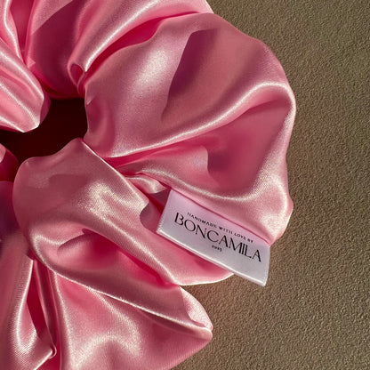Luxury Silk Oversized Hair Scrunchie Handmade-Luxury Hair Accessories-Boncamila-Fashion Accessories-Barbie-Pink
