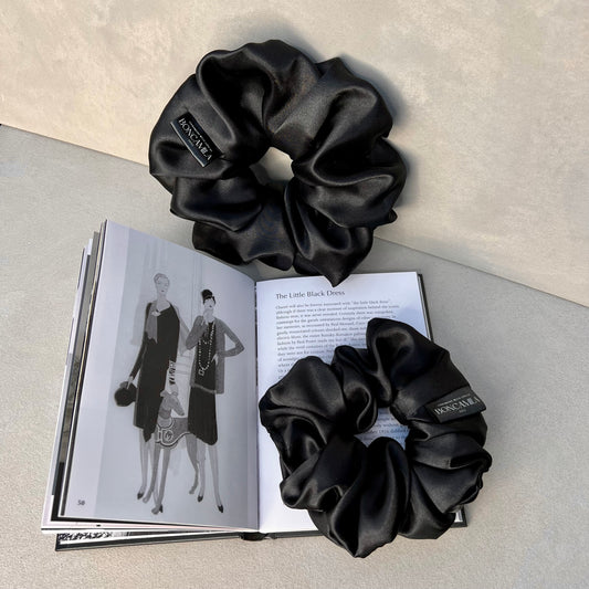 Luxury Silk Hair Scrunchie Handmade-Luxury Hair Accessories-Boncamila-Fashion Accessories-Black