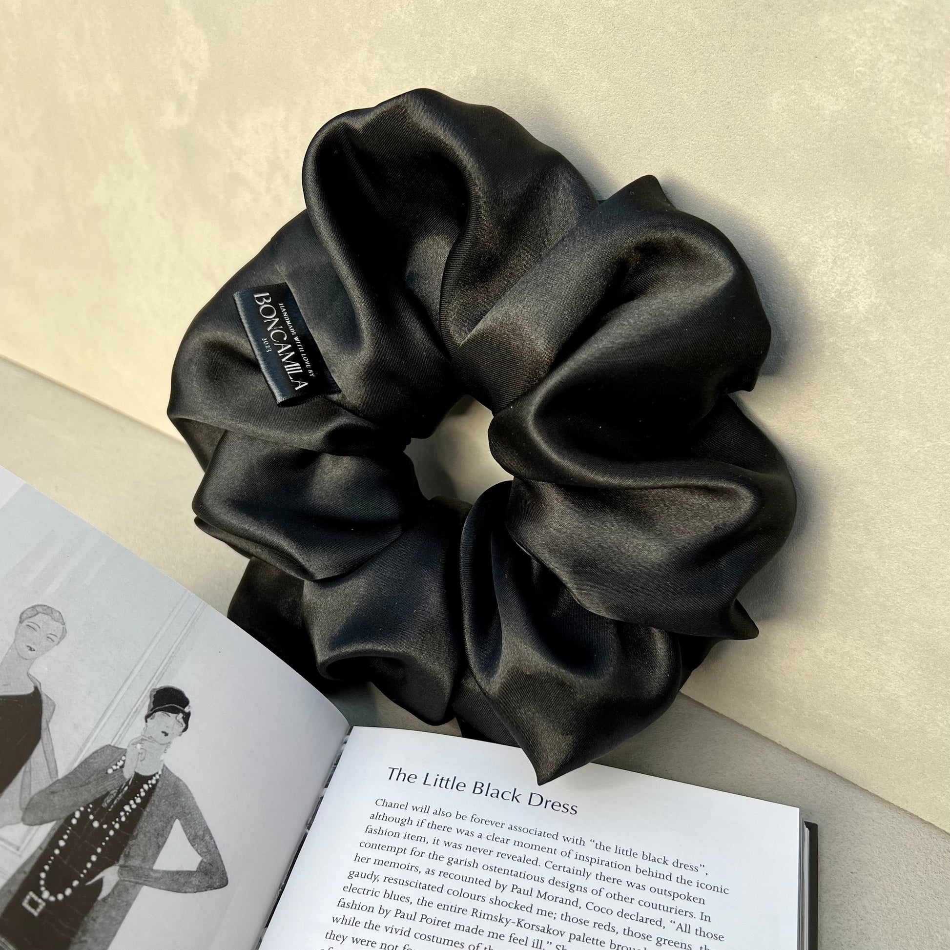 Luxury Silk Oversized Hair Scrunchie Handmade-Luxury Hair Accessories-Boncamila-Fashion Accessories-Black