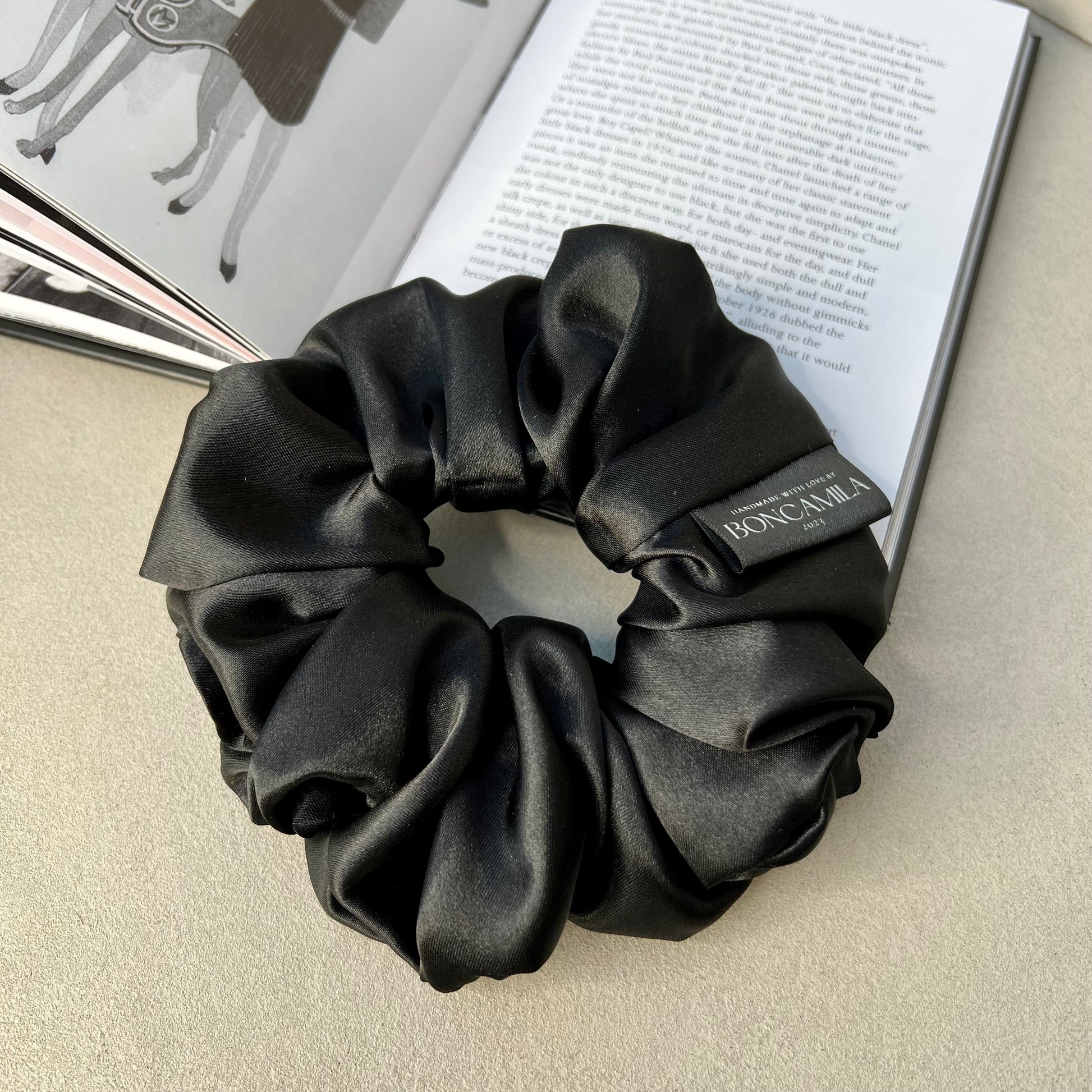 Luxury Silk Hair Scrunchie Handmade-Luxury Hair Accessories-Boncamila-Fashion Accessories-Black