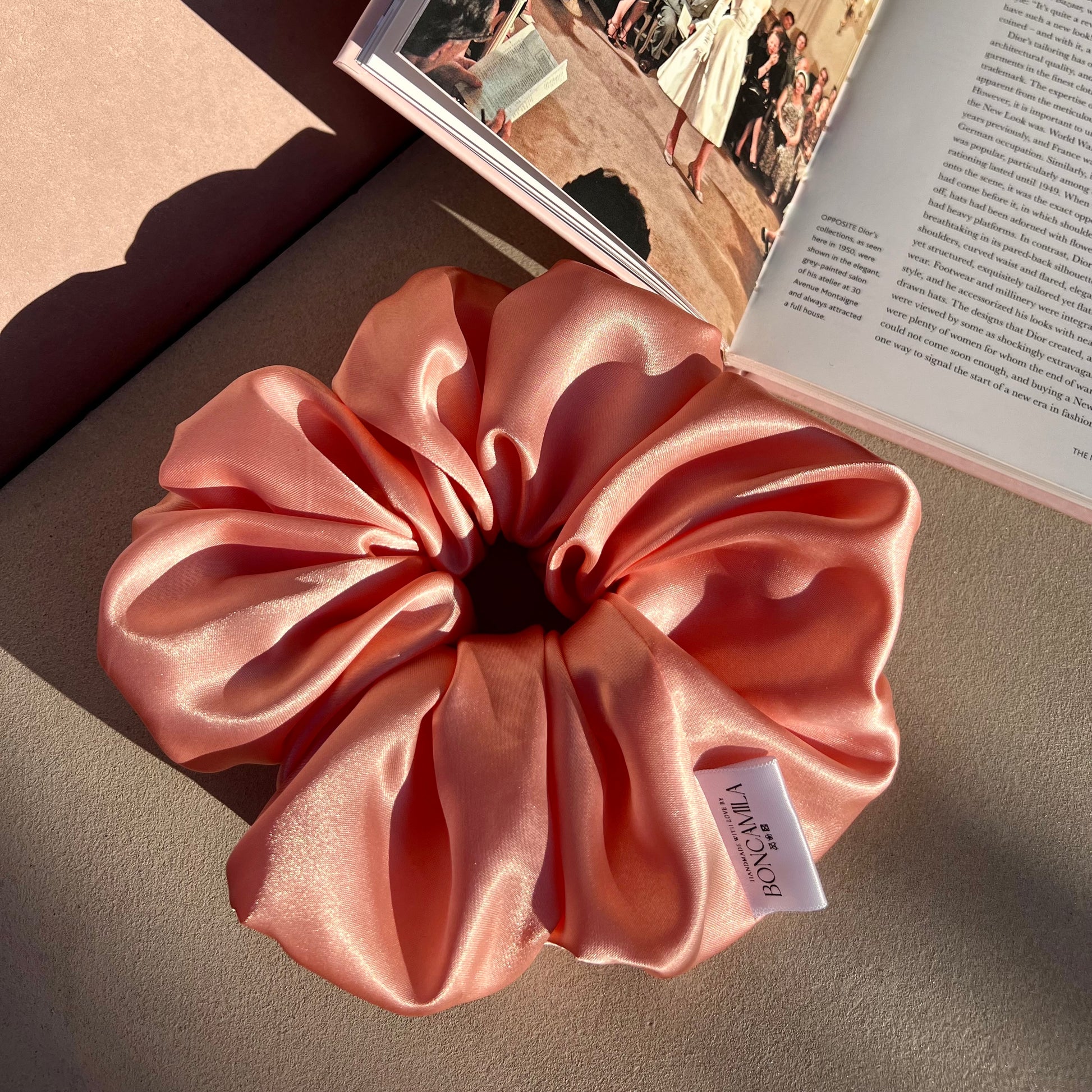 Luxury Silk Oversized Hair Scrunchie Handmade-Luxury Hair Accessories-Boncamila-Fashion Accessories-Coral
